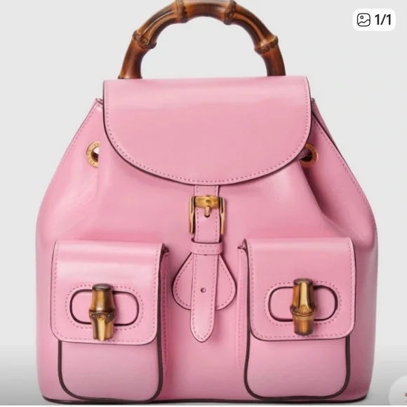 Gucci | Bags | Gucci Pink Bamboo Handle Backpack | Poshmark display picture 2